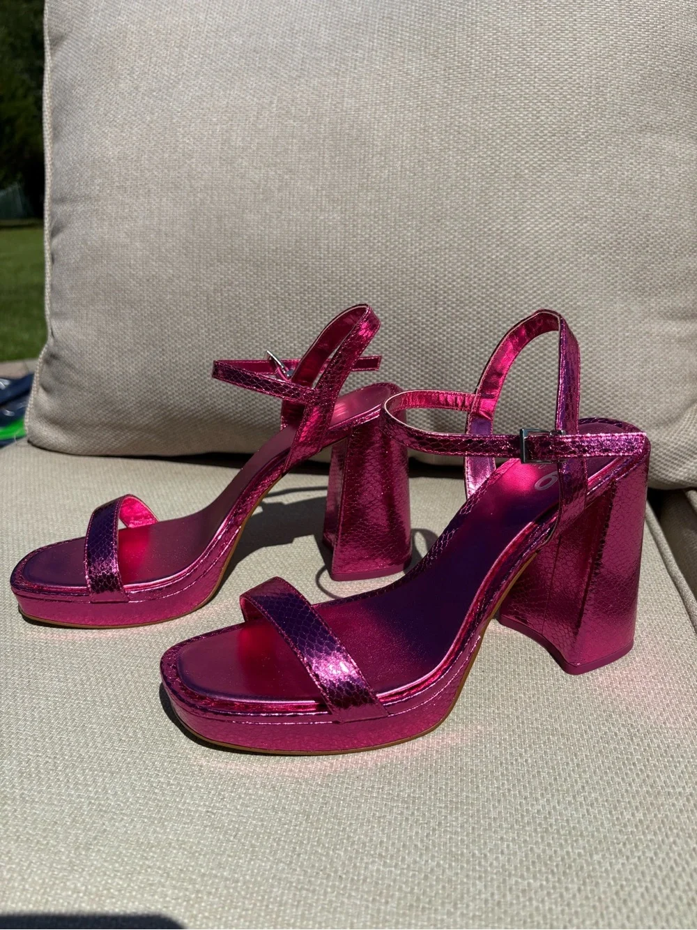 Mix No. 6 Metallic Pink Platform Block Heel Sandals